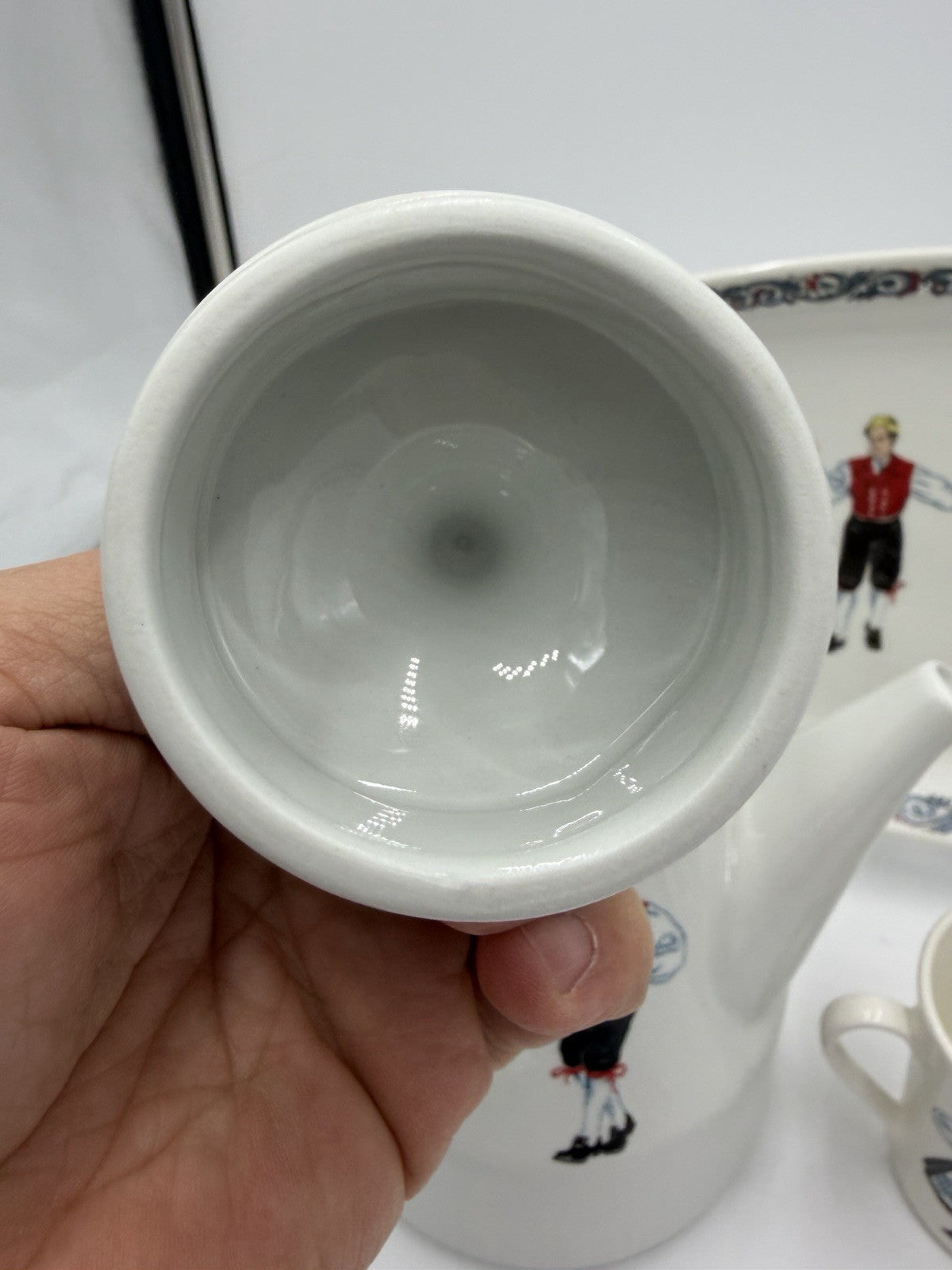 Vintage Figgjo Flint Hardanger Dancers Teapot Creamer Sugar Bowl Platter  Norway