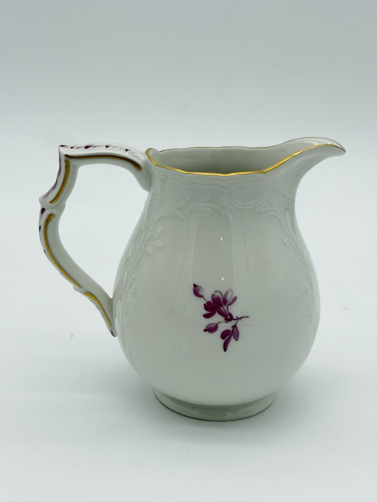 Antique KPM Berlin Porcelain Hand Painted Pink Flowers 4” Creamer Porcelain Germ