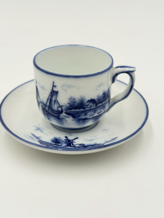 Early 1900’s S.S. Hartwell Gloucester Mass Germany Porcelain Demitasse Set Blue