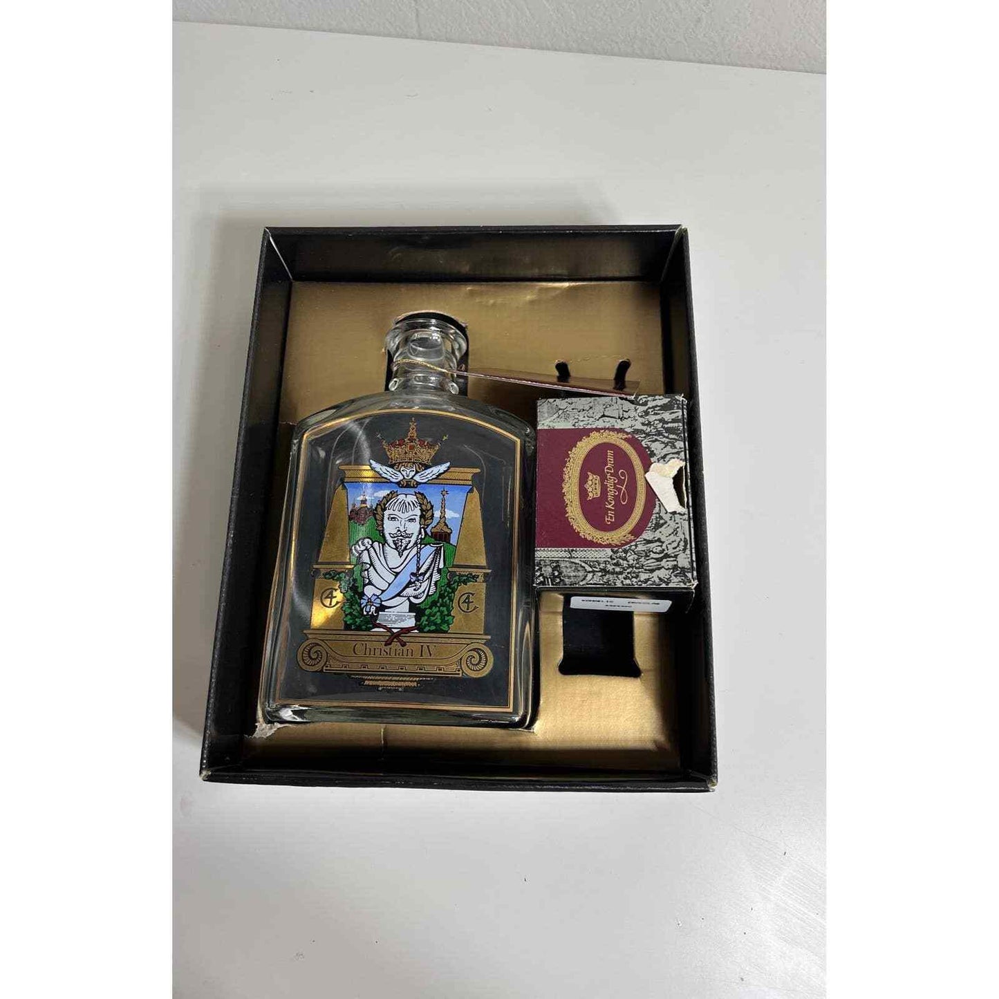 Royal Copenhagen Decantor Christian IV Collectible Glass Bottle Boxed Decor