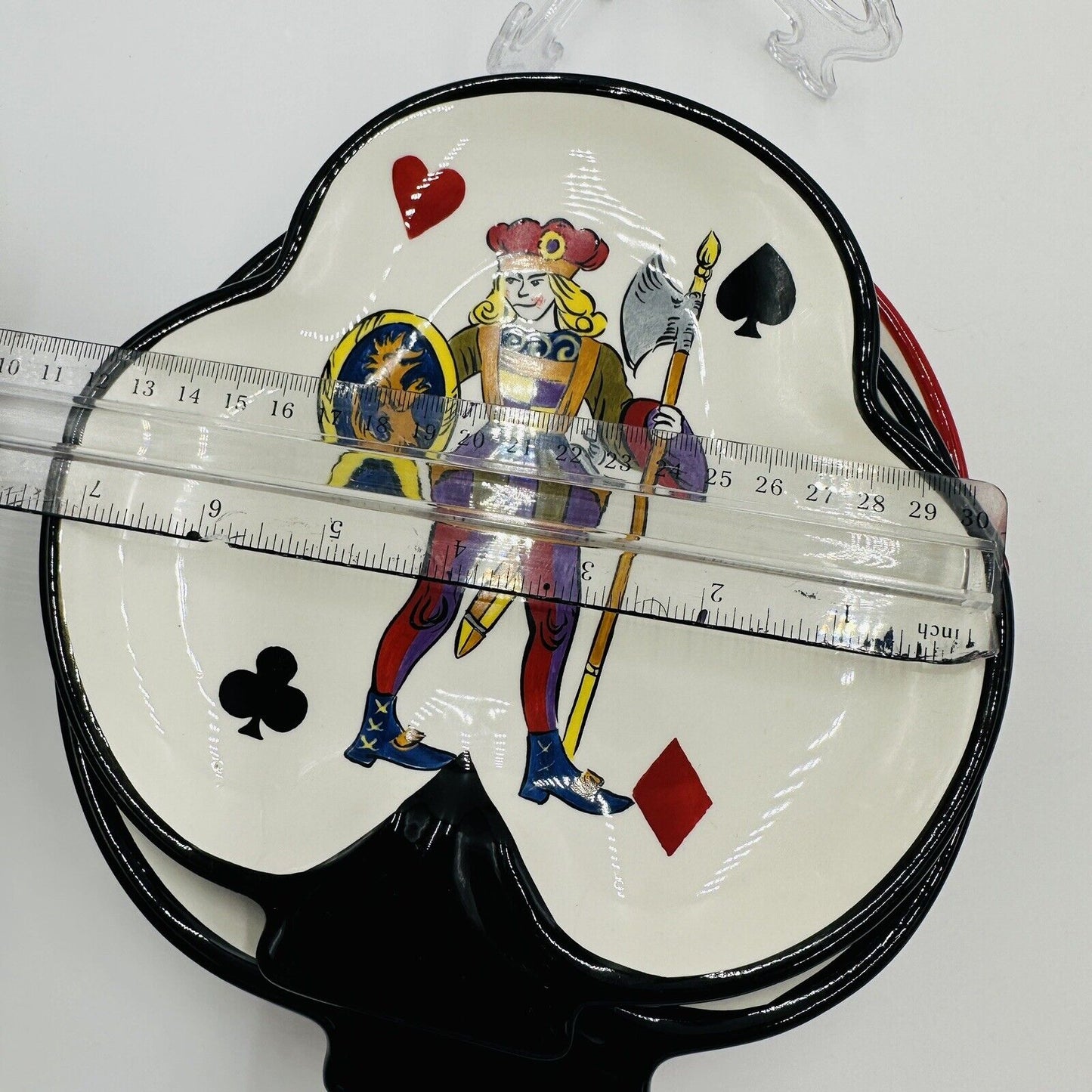 Tabletops Poker Plates Ceramic Hand Painted Gallery King of Hearts Set of 4