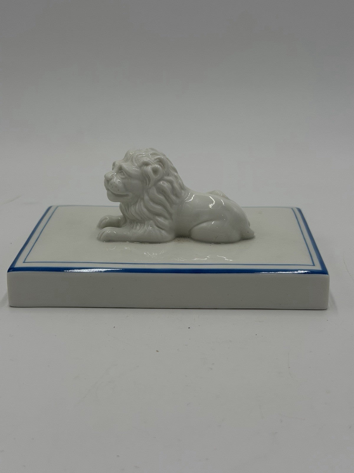 Nymphenburg Porcelain Germany Bavarian Lion Blue Border Antique Figurine