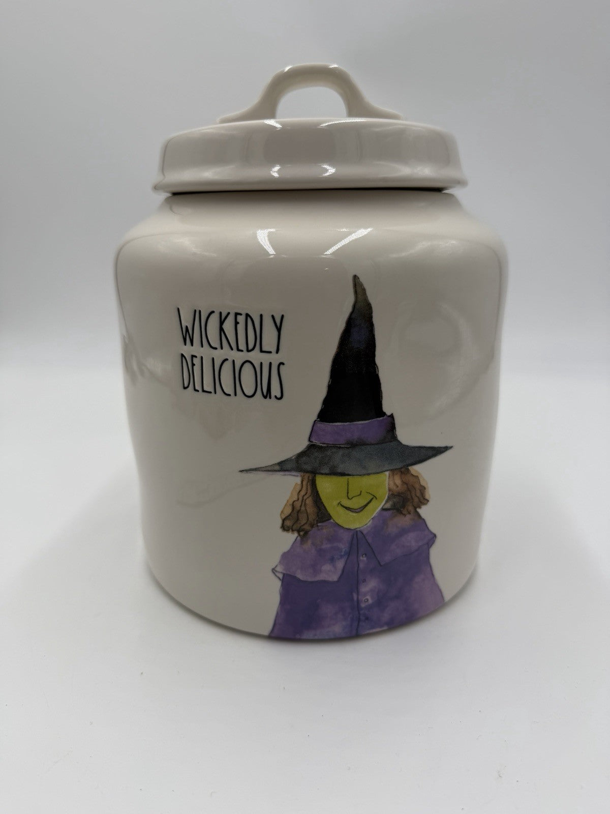 Rae Dunn Witch Wickedly Delicious Ceramic 8” Canister W/lid Cookie Jar Halloween