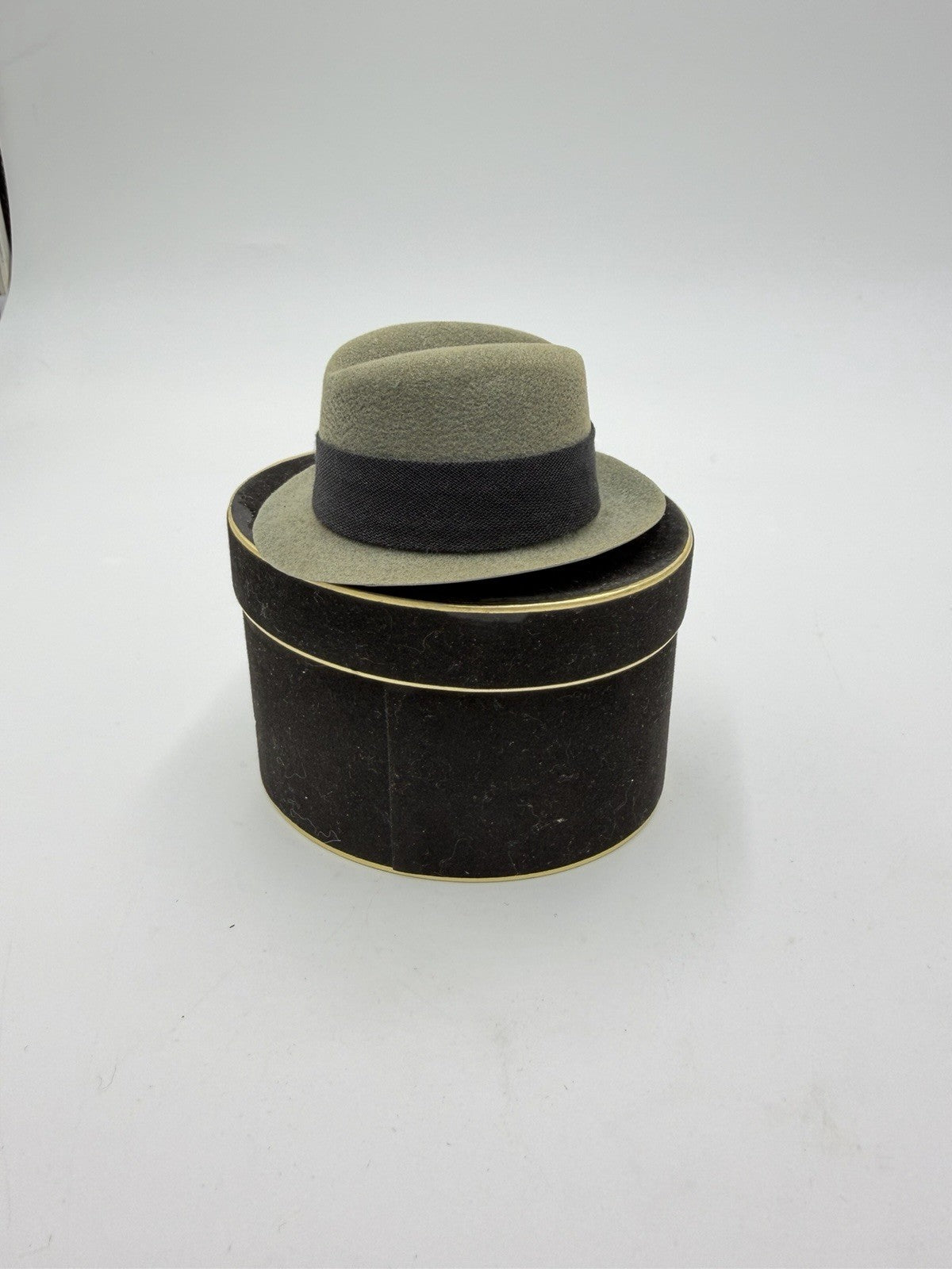 Stetson Salesman Sample Miniature Hat With Box  Velvet Gray Felt Fedora