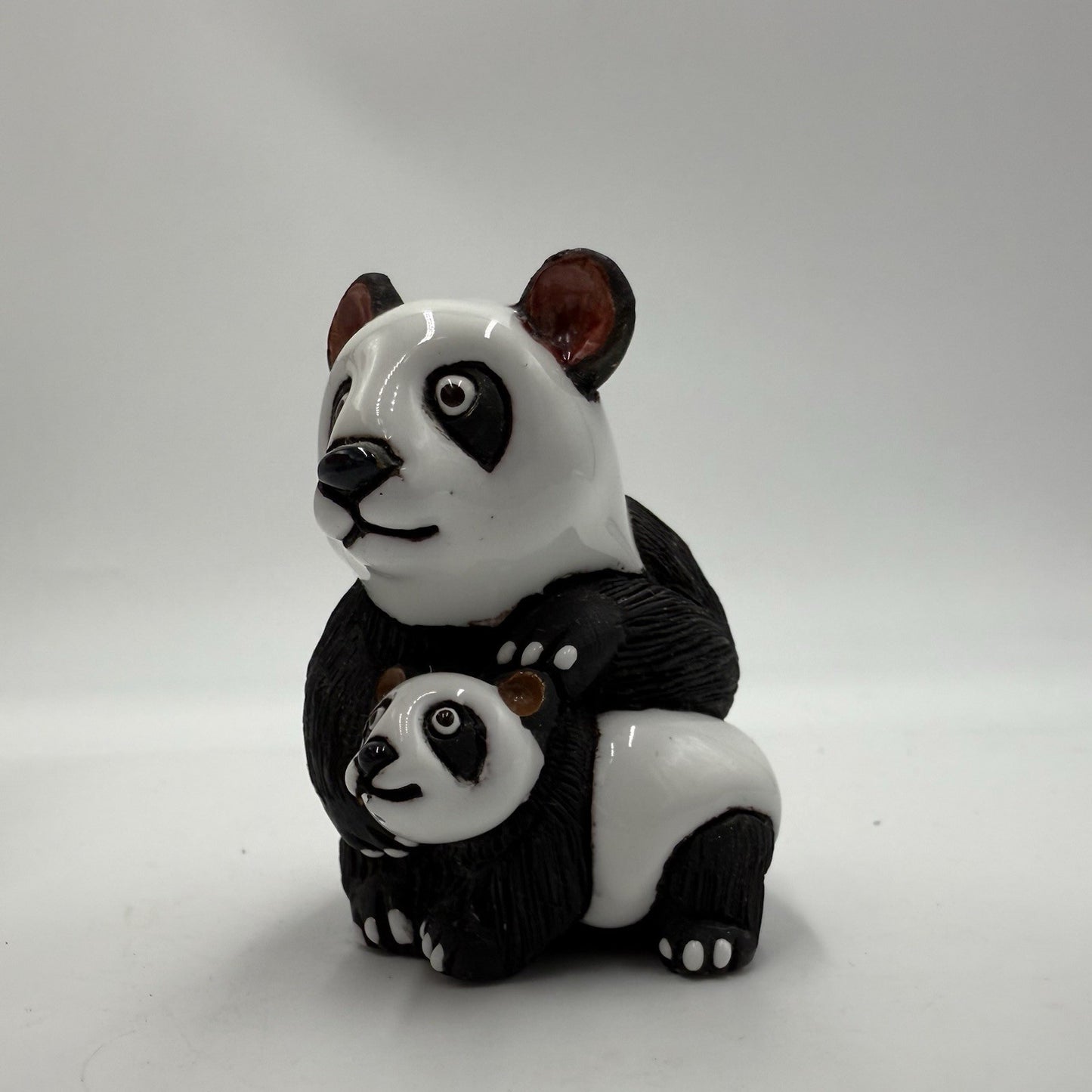Vintage LEPS Peru Pottery Rinconada Panda Mama Bear & Cub Figurine