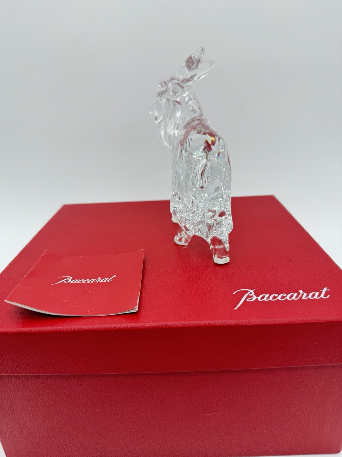 Baccarat Long Hair Goat Crystal France Clear Solid Figurine Sheep Boxed Rare