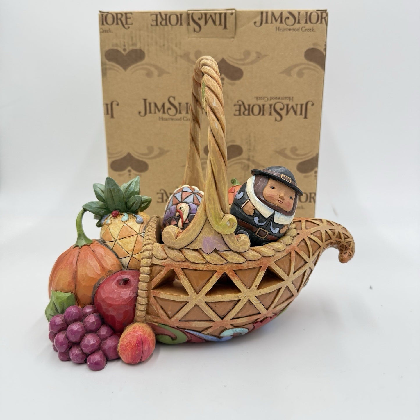 Jim Shore BOUNTY OF BLESSINGS Cornucopia Basket Set 5 PCs Autumn Figurine Boxed