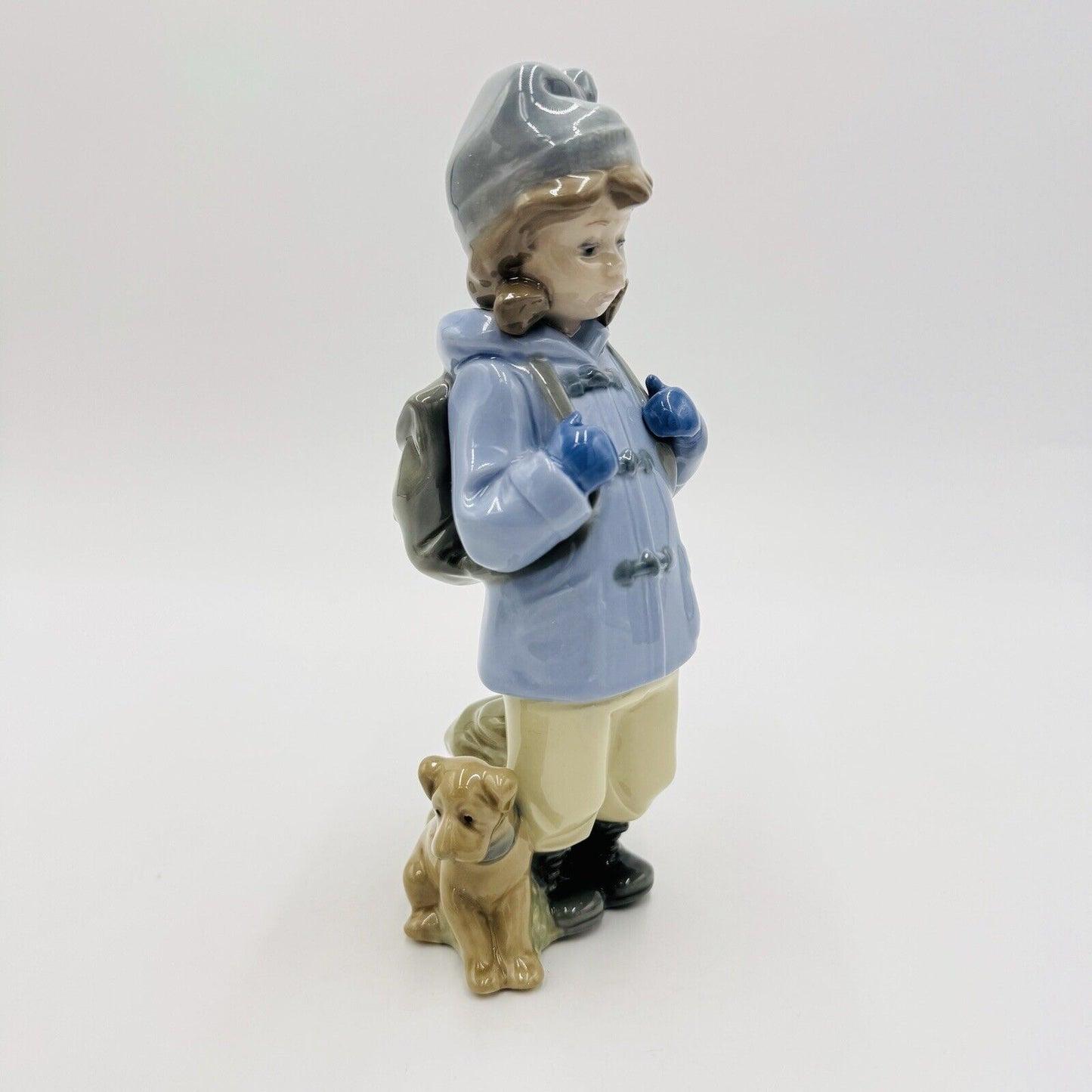 Nao By Lladro Spain Porcelain Figurine #1038 Retired Traveling Girl With Puppy