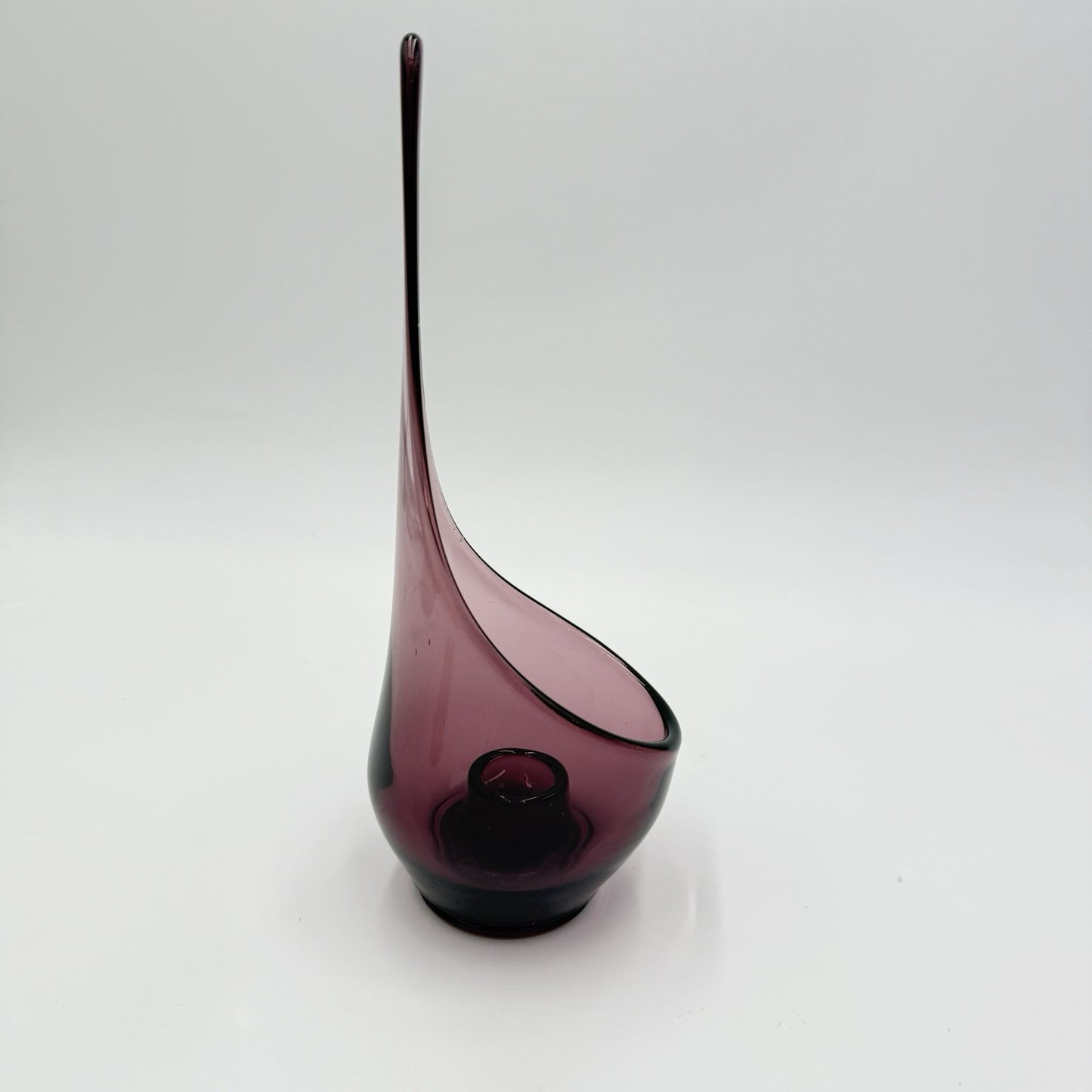 Viking Art Glass Amethyst Purple Swung Stretch MCM TAPER Glow Candle HOLDER 9.5”