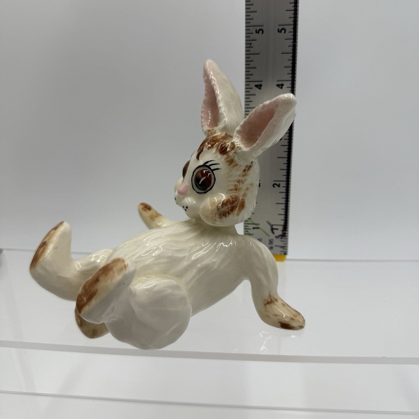 Rare VTG Arnels Mold # 84 Ceramic White & Pink Easter Rabbit Figurine Painted