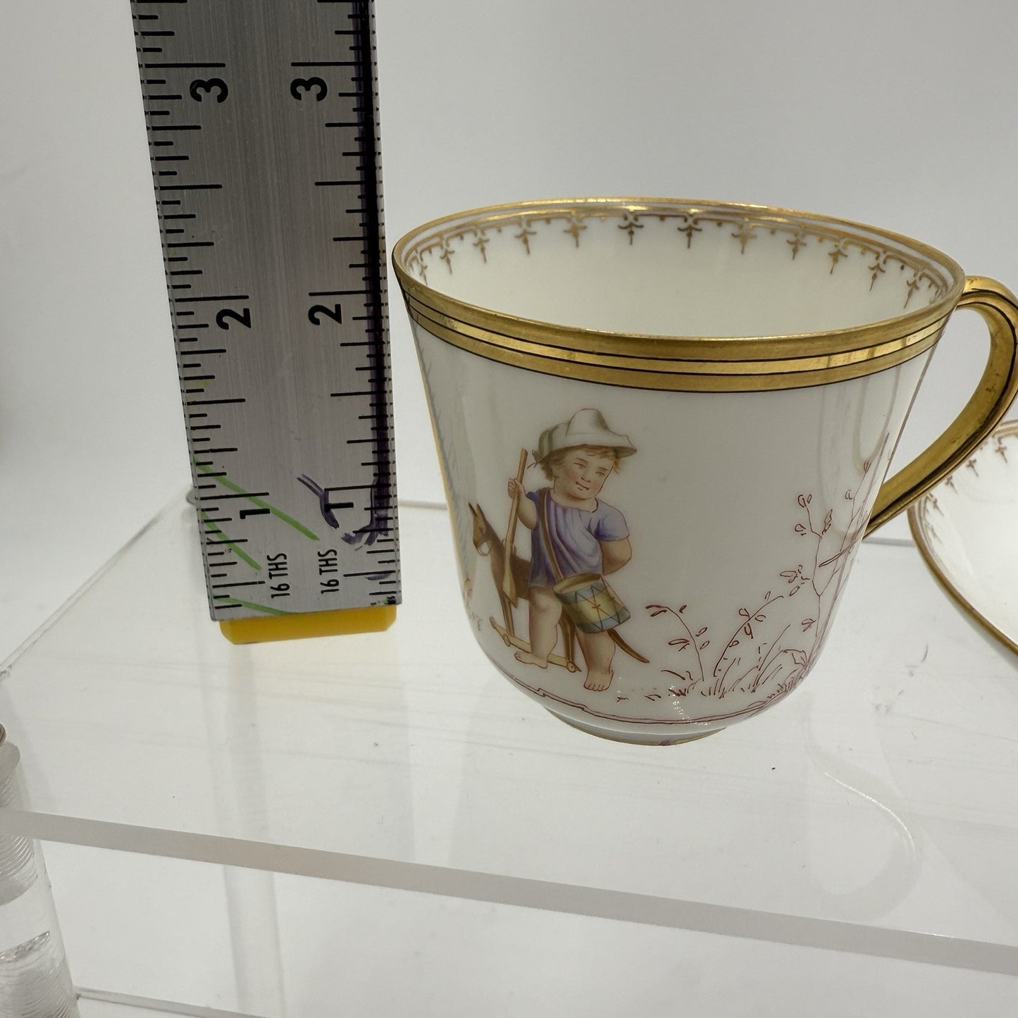 Antique Sevres Porcelain Litron Cup And Saucer 18th Century Painted # 162
