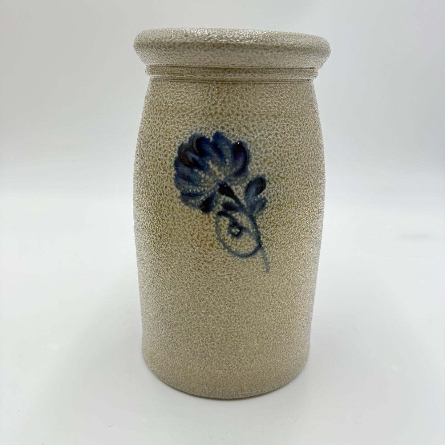 Rowe Pottery Works Stoneware 8” Utensil Crock 1980’s Salt Glaze Flower Pot Vase