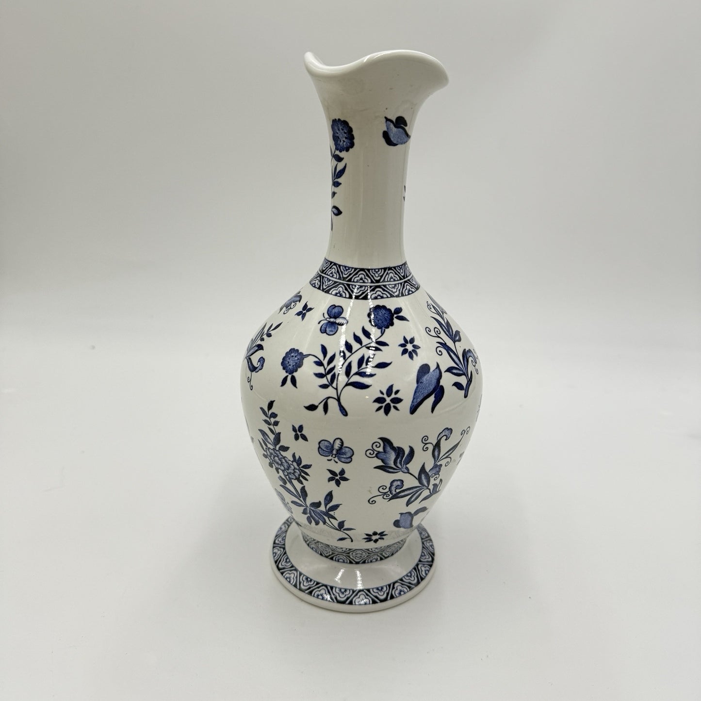 Coalport England  Porcelain Blue & White Blue Onion Vase 10” Limited Edition