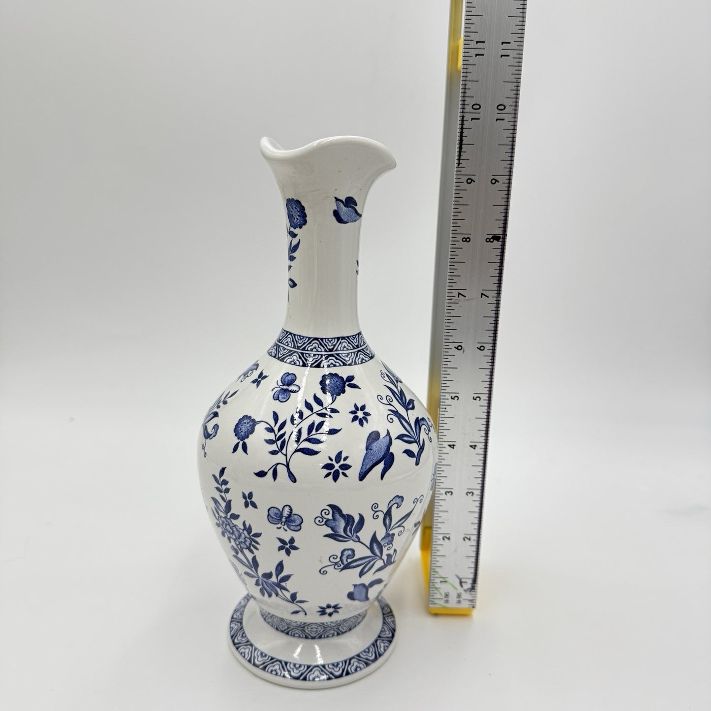 Coalport England  Porcelain Blue & White Blue Onion Vase 10” Limited Edition