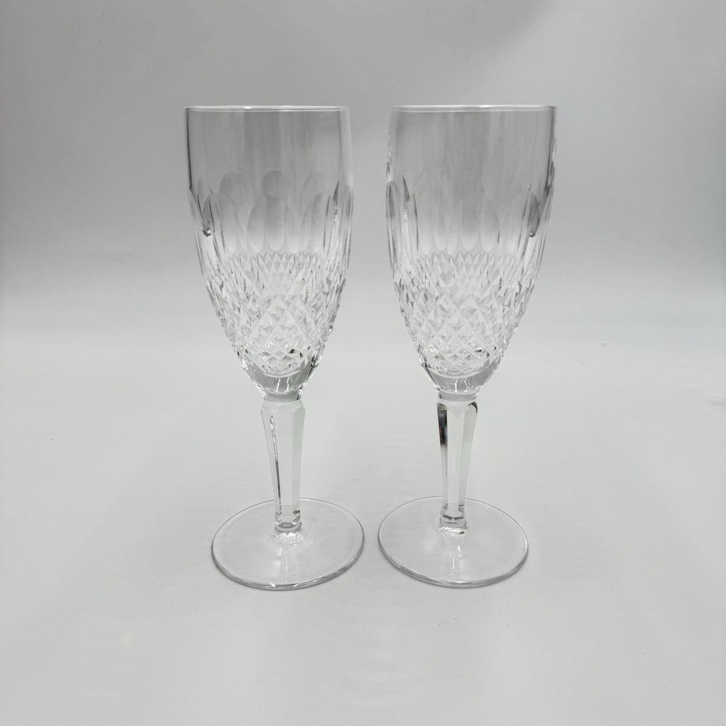 2 Waterford Crystal COLLEEN Tall 7 ⅜” Fluted Champagne Glasses: MINT