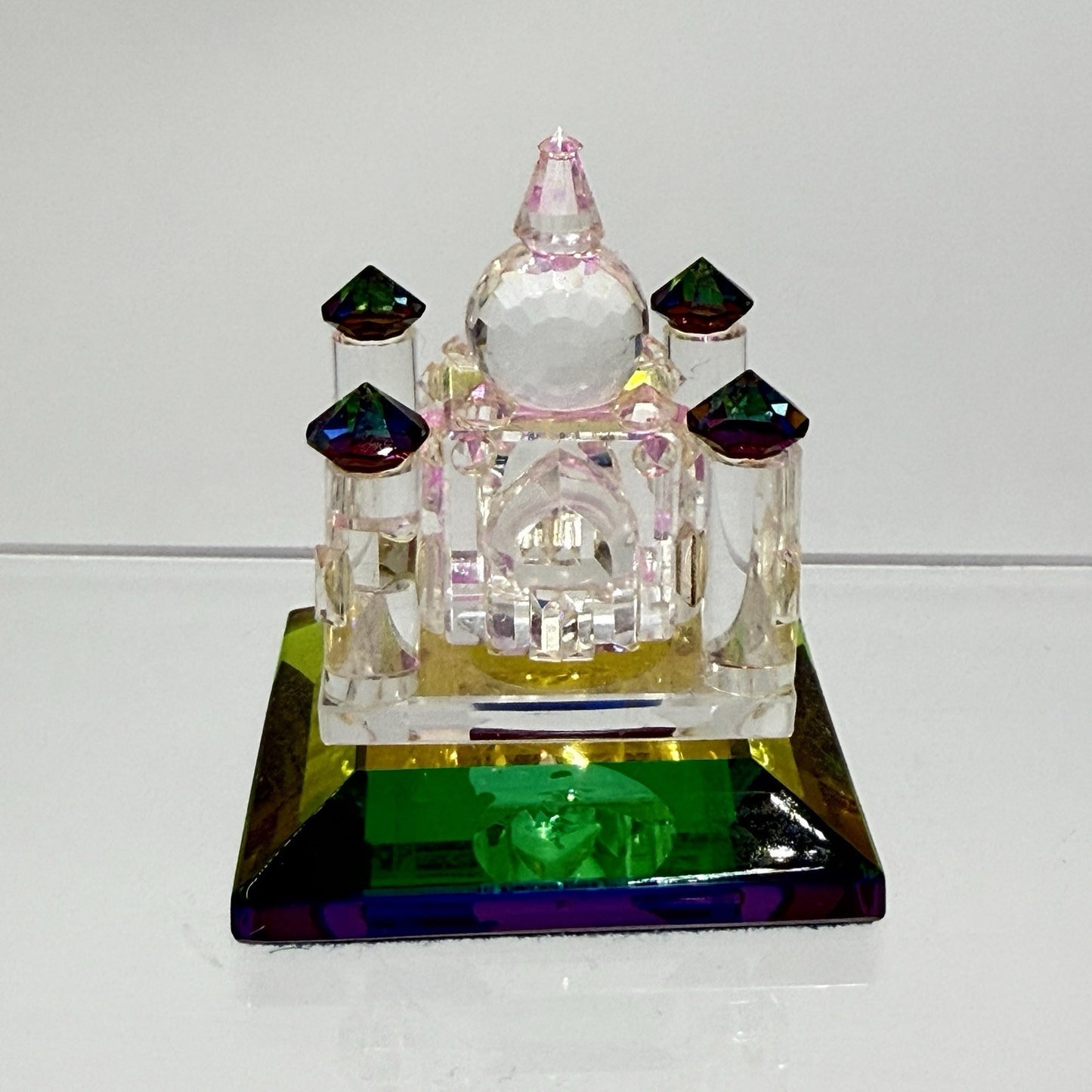 Vintage Iris Arc Mini Crystal Enchanted Castle with Iridescent Base 2” Miniature