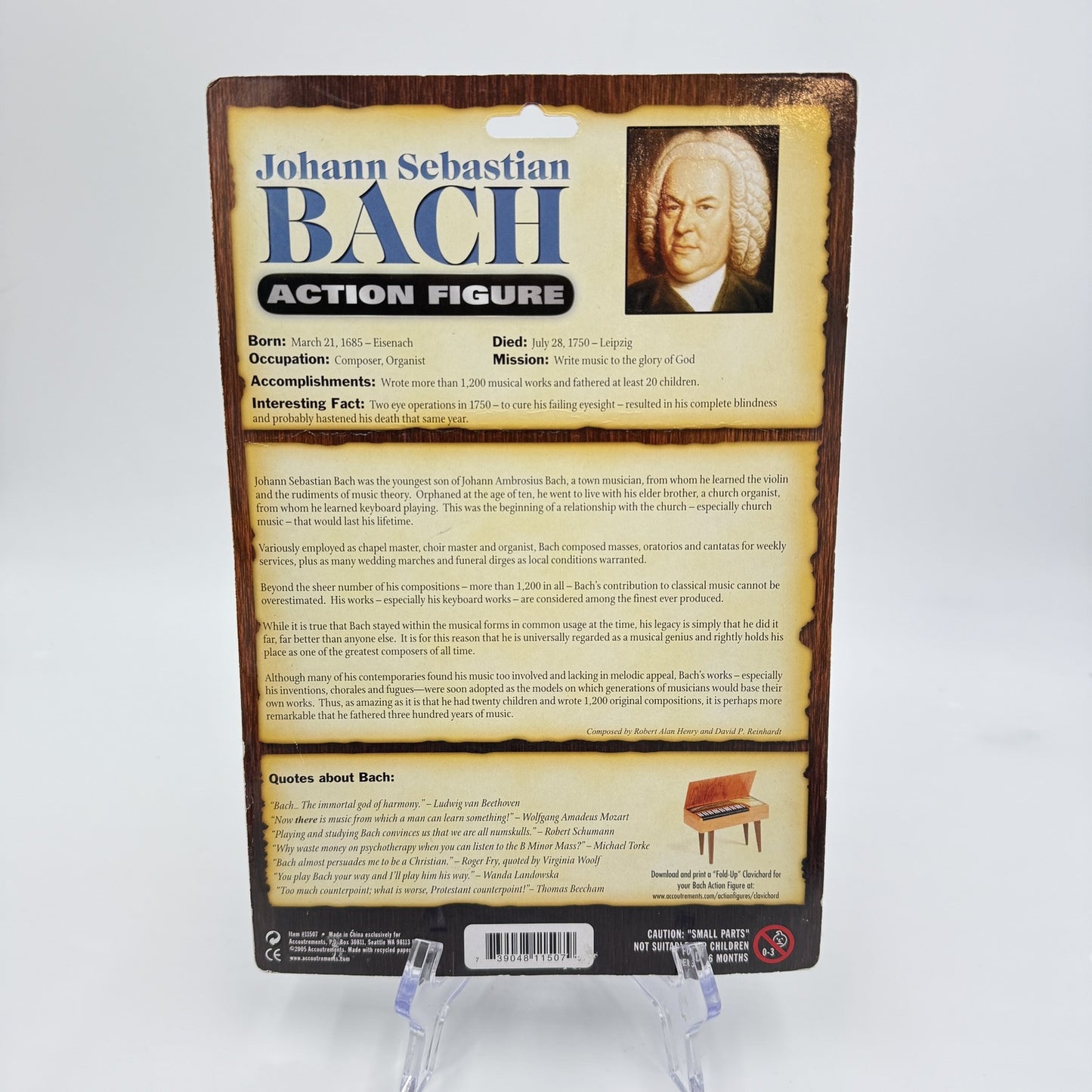 Accoutrements Johann Sebastian Bach Action Figure w/Stool 5.5" Composer Sealed