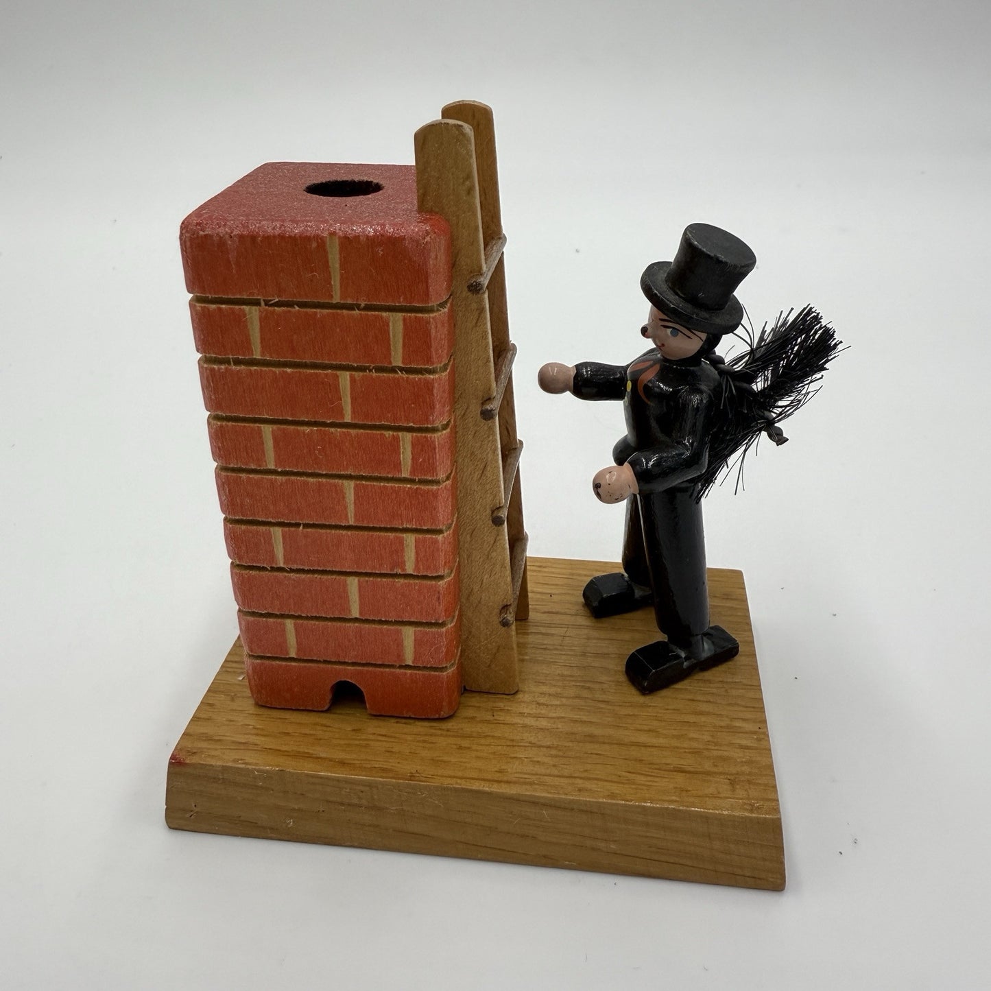 Erzgebirge Wooden Vintage Chimney Sweep Incense Burner Germany Folk Art Figurine