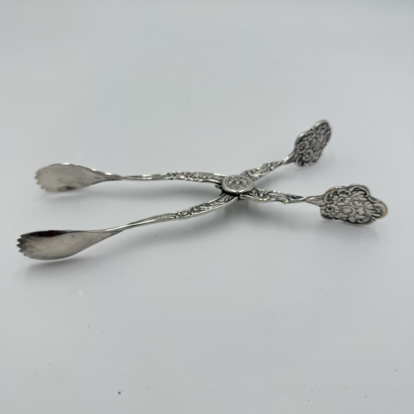 Swedish Silverplated Sugar Tongs SWEDEN Ornate Antique NS Marking Floral Pattern