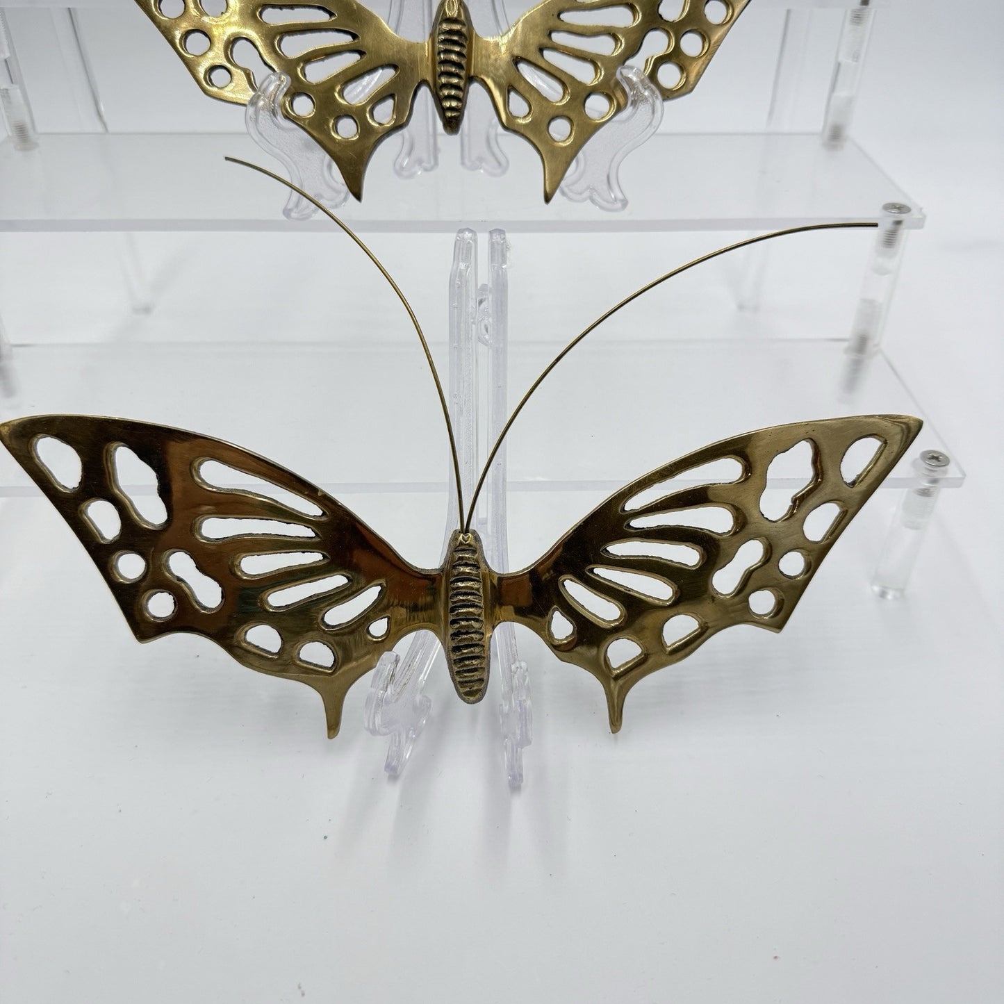 VTG Solid Brass BUTTERFLY Decor Lot (3) WALL HANGING Korea MID CENTURY