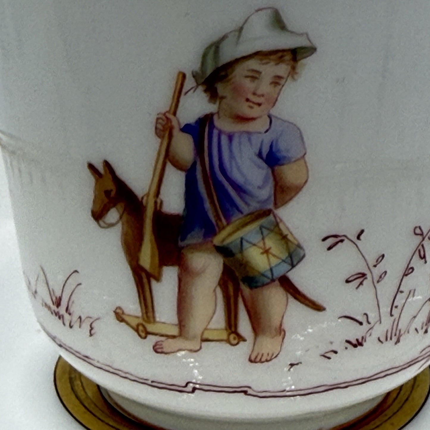 Antique Sevres Porcelain Litron Cup And Saucer 18th Century Painted # 162