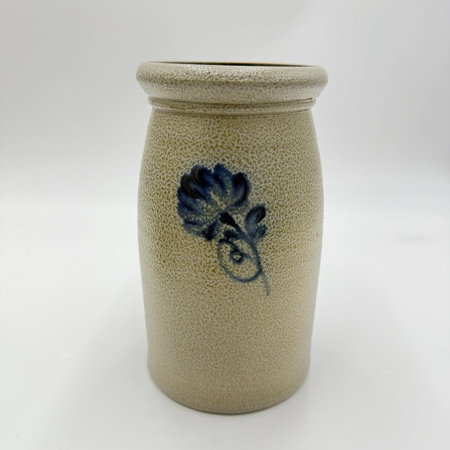 Rowe Pottery Works Stoneware 8” Utensil Crock 1980’s Salt Glaze Flower Pot Vase