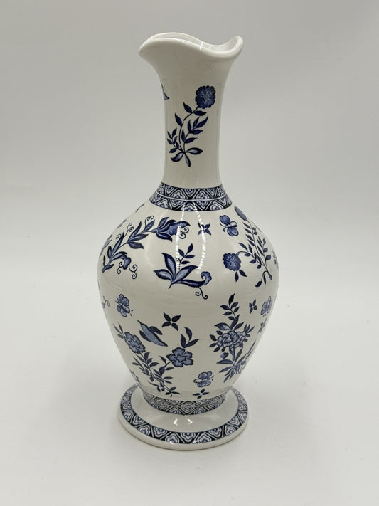 Coalport England  Porcelain Blue & White Blue Onion Vase 10in Limited Edition
