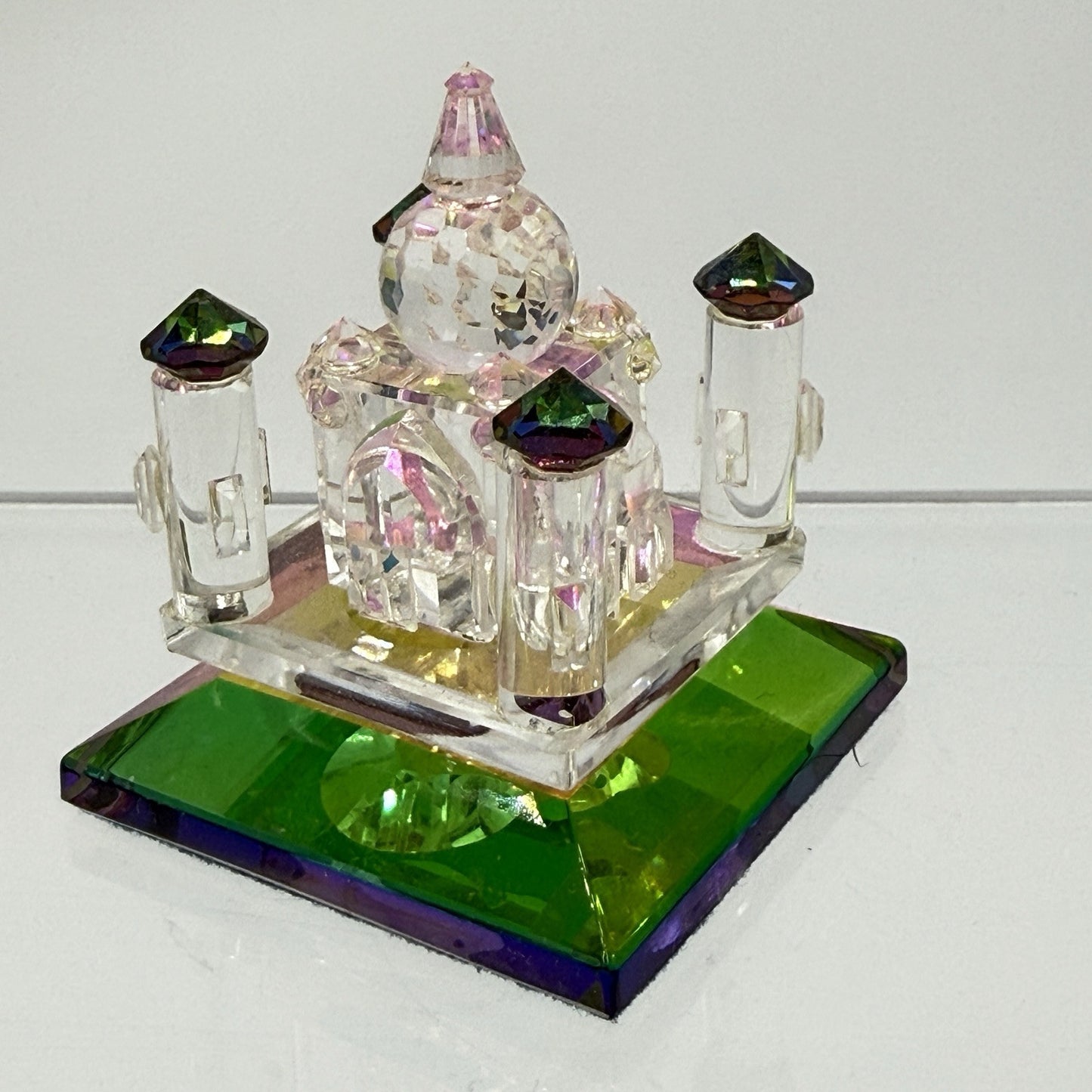 Vintage Iris Arc Mini Crystal Enchanted Castle with Iridescent Base 2” Miniature