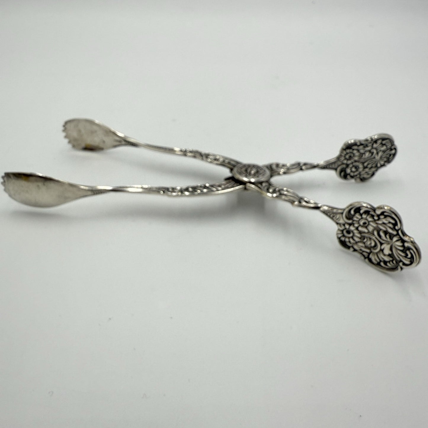 Swedish Silverplated Sugar Tongs SWEDEN Ornate Antique NS Marking Floral Pattern