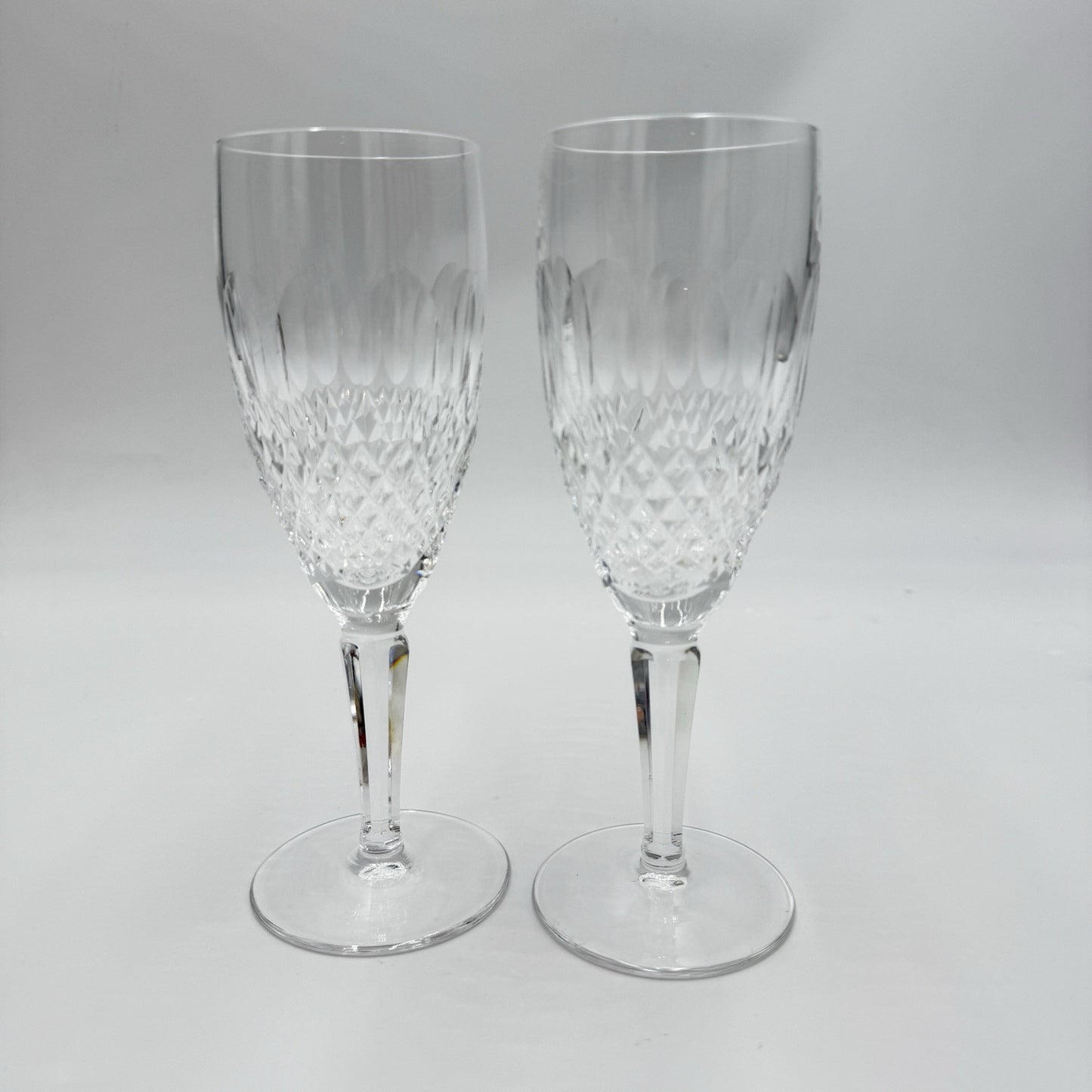 2 Waterford Crystal COLLEEN Tall 7 ⅜” Fluted Champagne Glasses: MINT