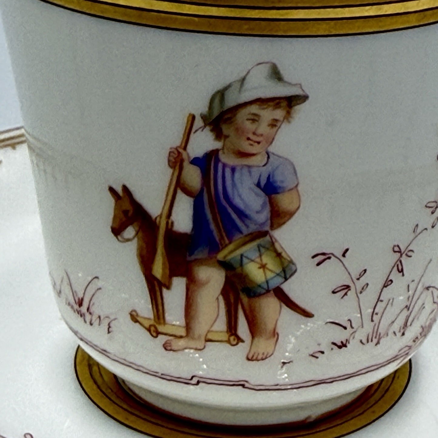 Antique Sevres Porcelain Litron Cup And Saucer 18th Century Painted # 162