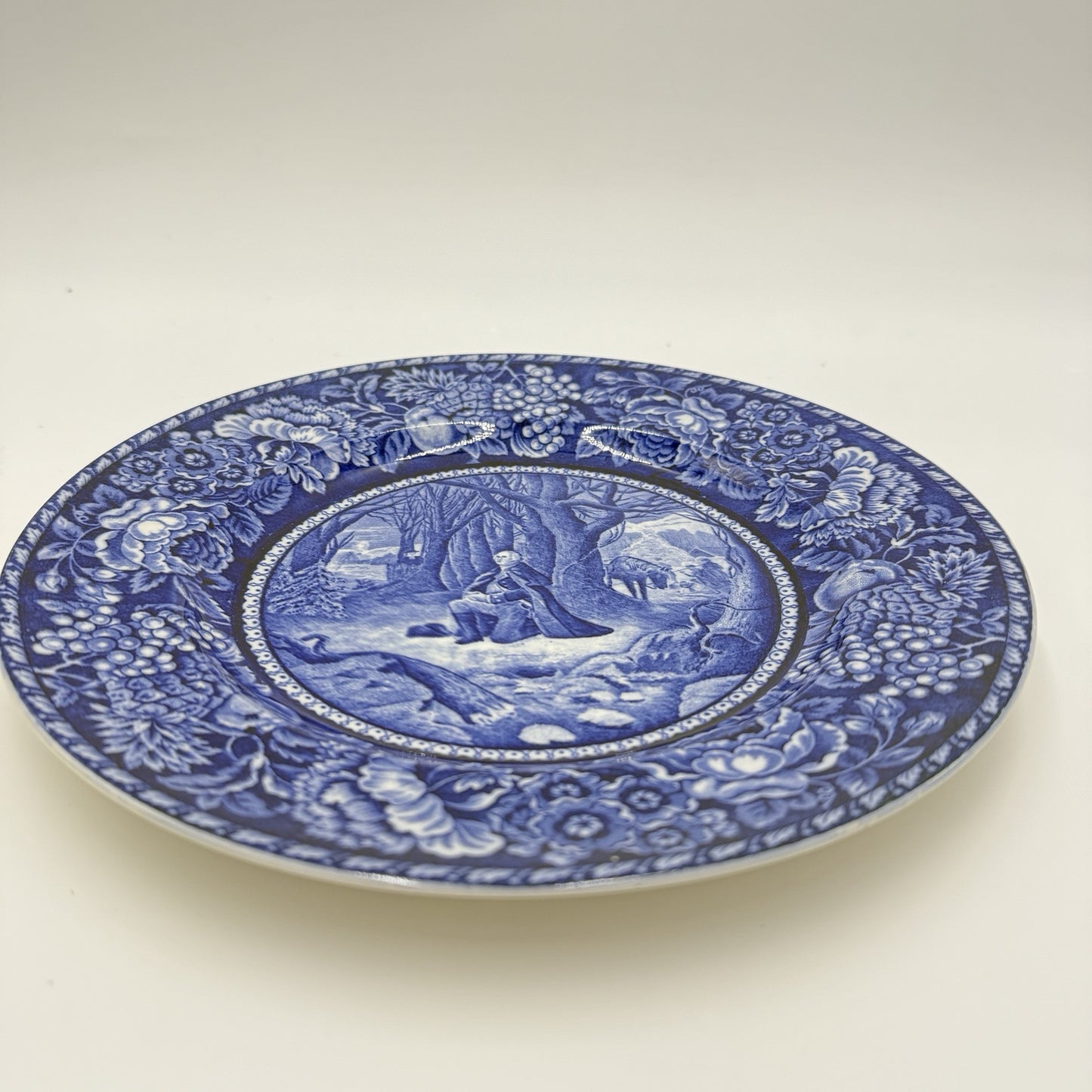 Staffordshire England George Washington In Prayer At Valley Forge 10" Plate Blue