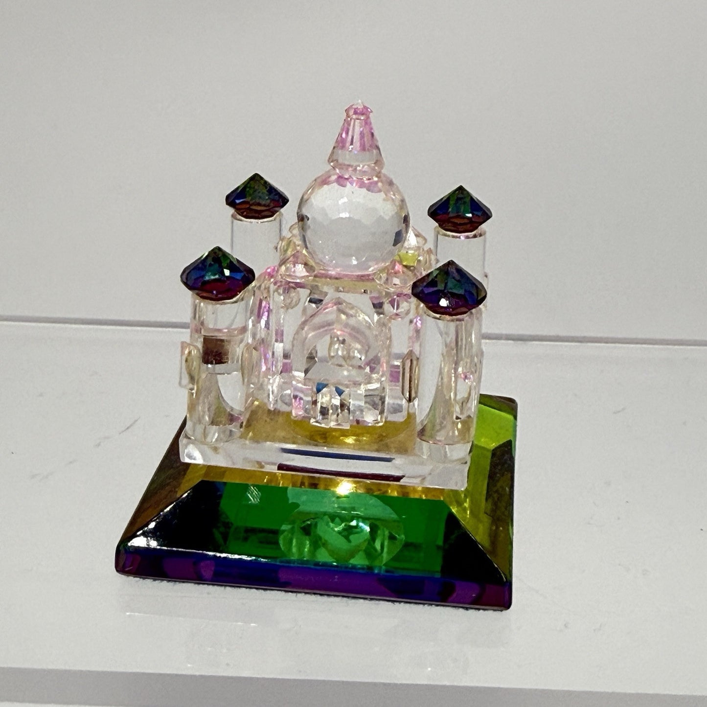 Vintage Iris Arc Mini Crystal Enchanted Castle with Iridescent Base 2” Miniature