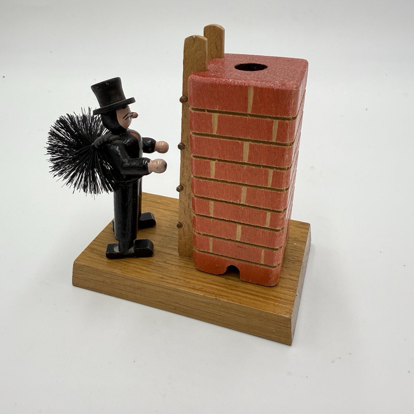 Erzgebirge Wooden Vintage Chimney Sweep Incense Burner Germany Folk Art Figurine