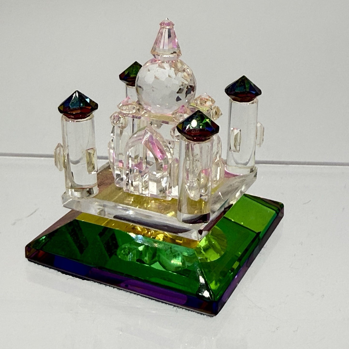 Vintage Iris Arc Mini Crystal Enchanted Castle with Iridescent Base 2” Miniature