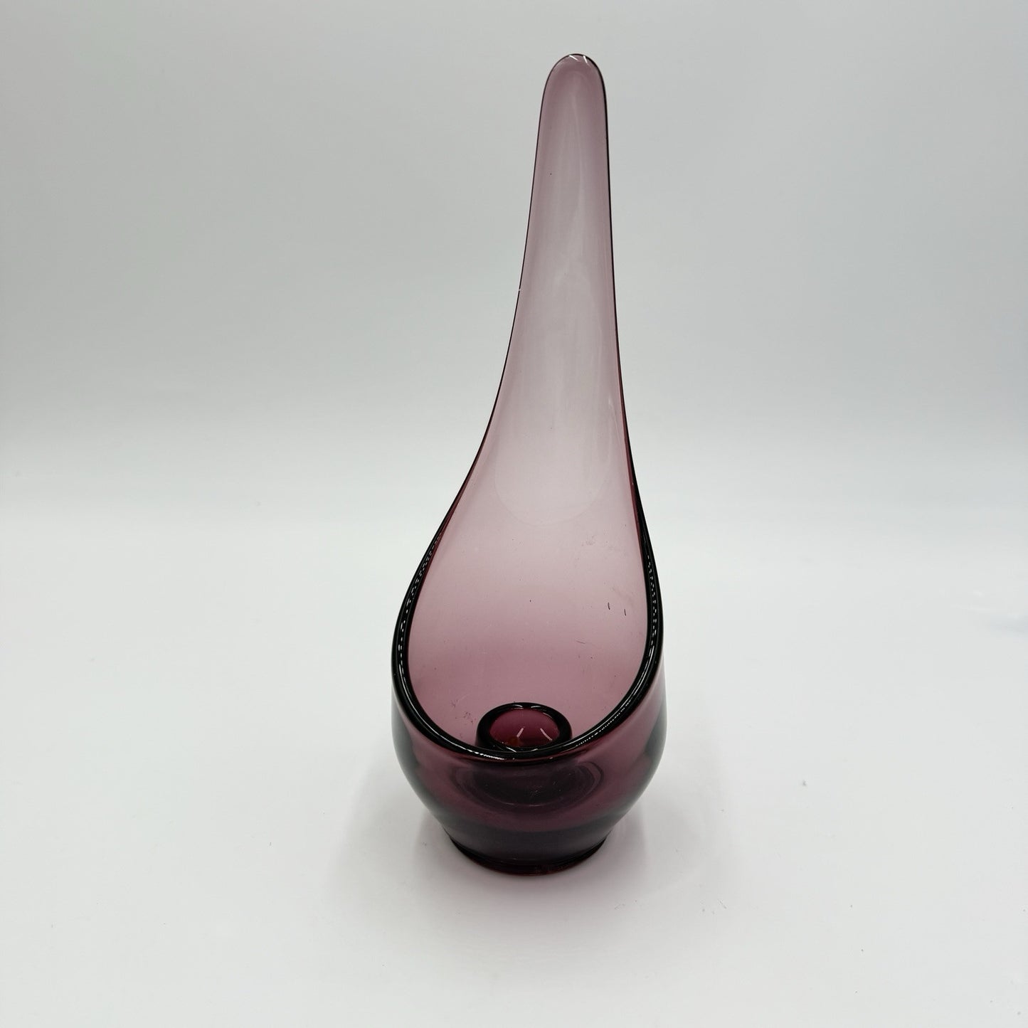 Viking Art Glass Amethyst Purple Swung Stretch MCM TAPER Glow Candle HOLDER 9.5”