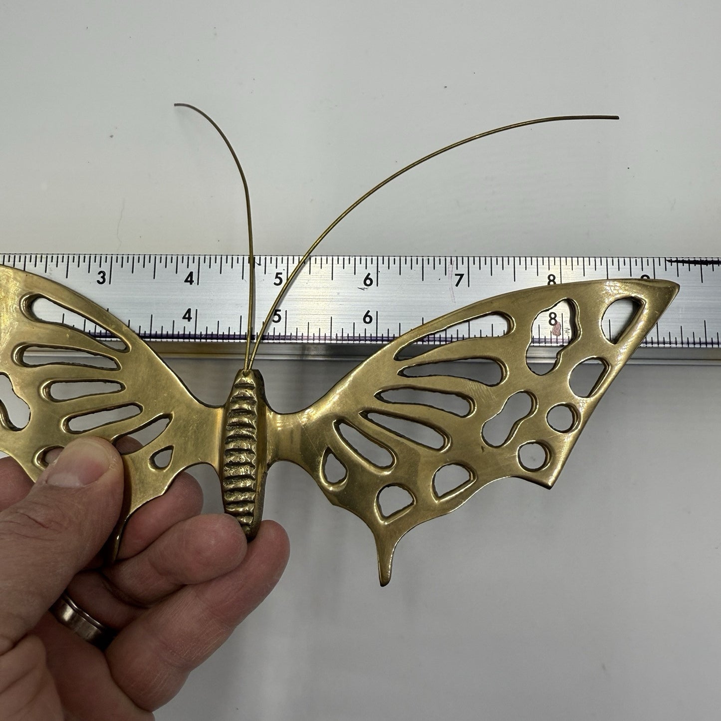 VTG Solid Brass BUTTERFLY Decor Lot (3) WALL HANGING Korea MID CENTURY