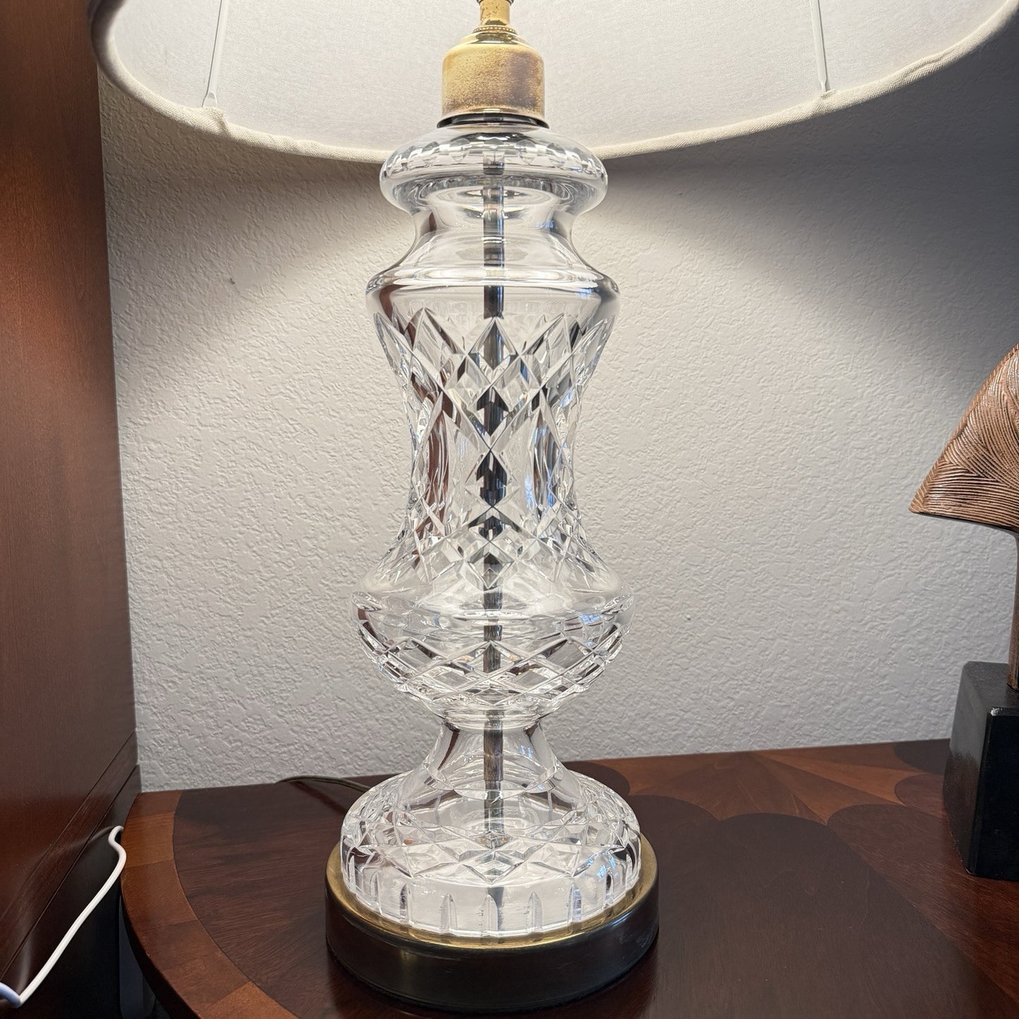 Waterford Signed Achill Criss Cross Vertical Cut Crystal Table Lamp 27''