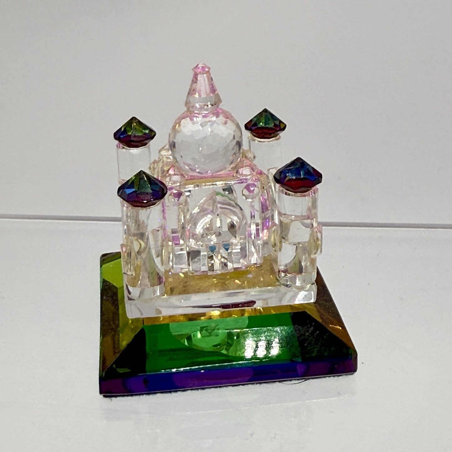 Vintage Iris Arc Mini Crystal Enchanted Castle with Iridescent Base 2” Miniature