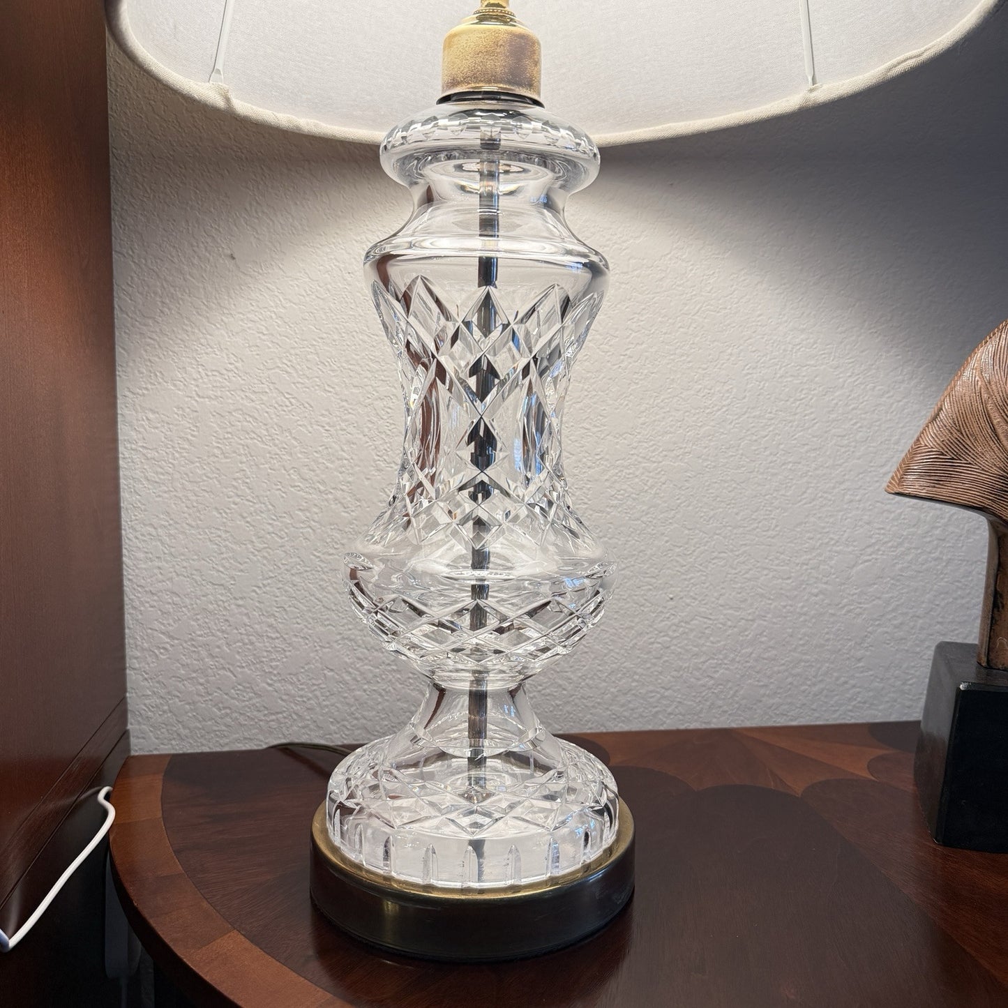 Waterford Signed Achill Criss Cross Vertical Cut Crystal Table Lamp 27''