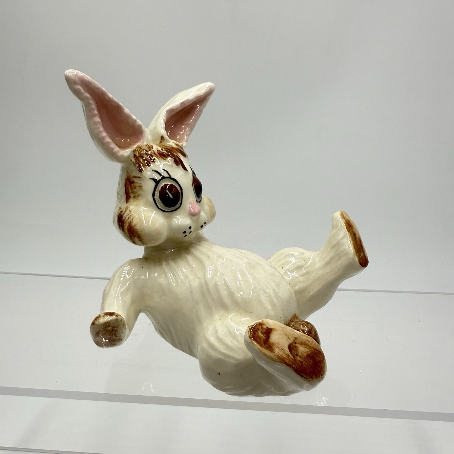 Rare VTG Arnels Mold # 84 Ceramic White & Pink Easter Rabbit Figurine Painted