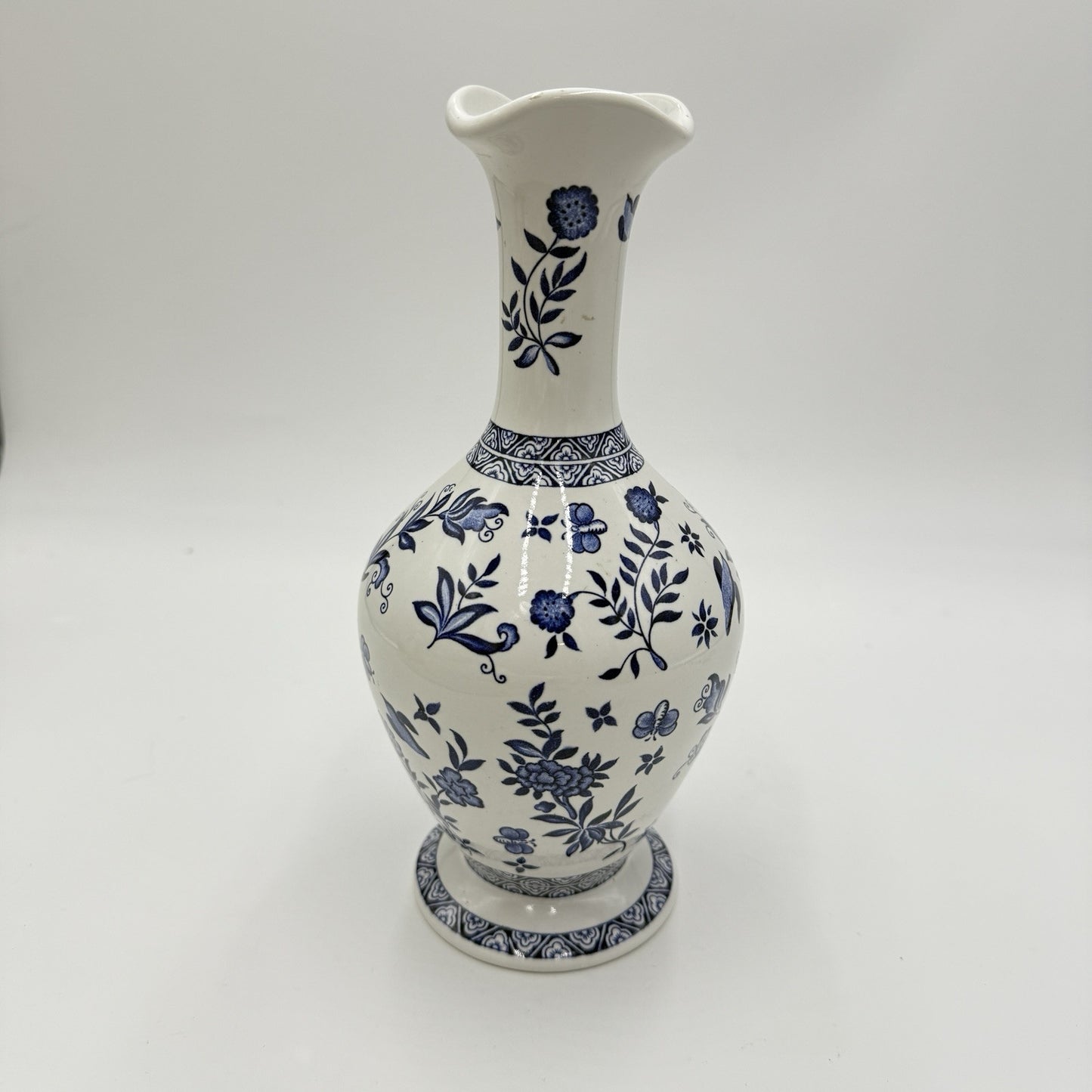 Coalport England  Porcelain Blue & White Blue Onion Vase 10” Limited Edition