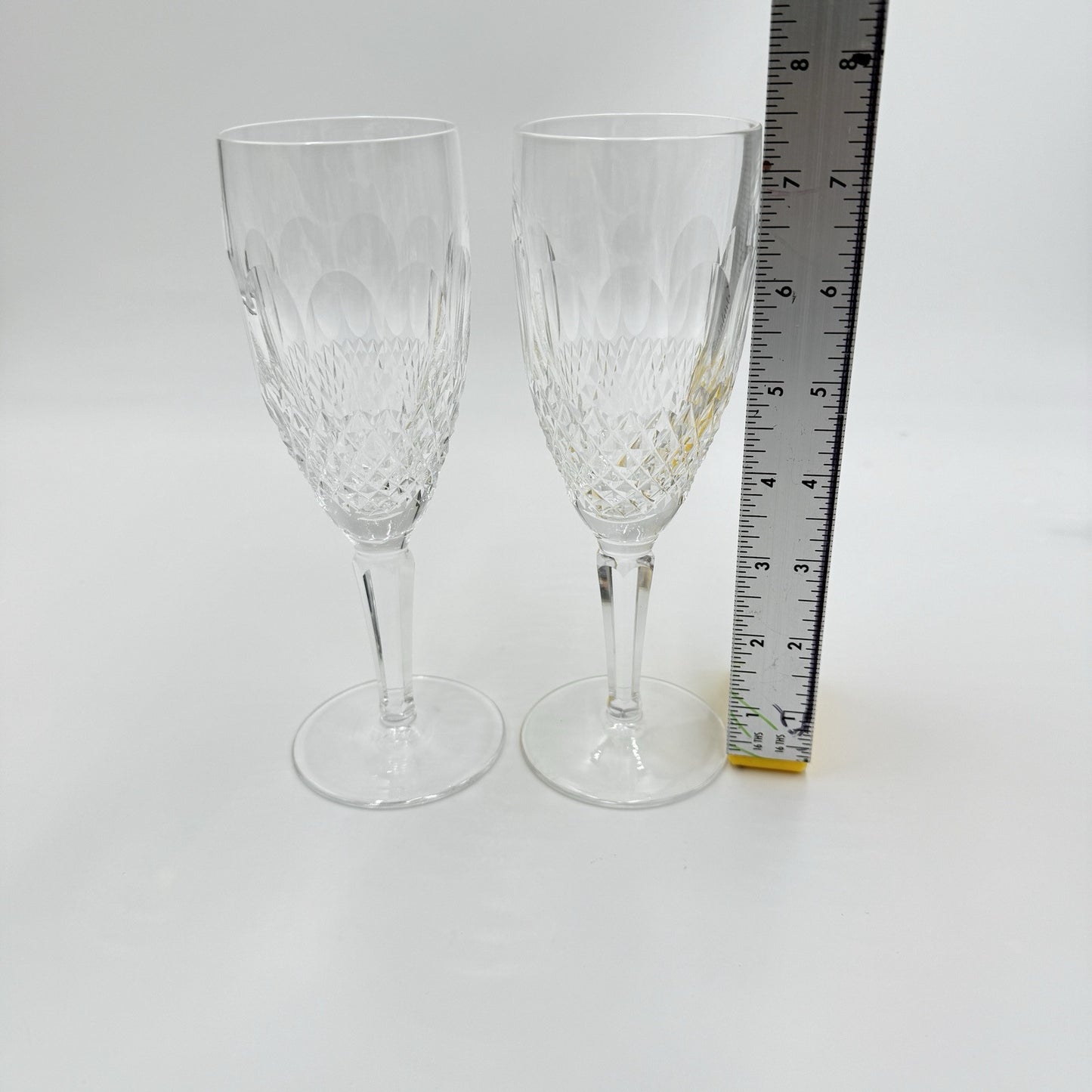 2 Waterford Crystal COLLEEN Tall 7 ⅜” Fluted Champagne Glasses: MINT