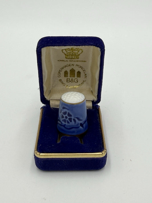Bing & Grohndahl 24 KT Blue Porcelain Thimble BY B&G Denmark 1978