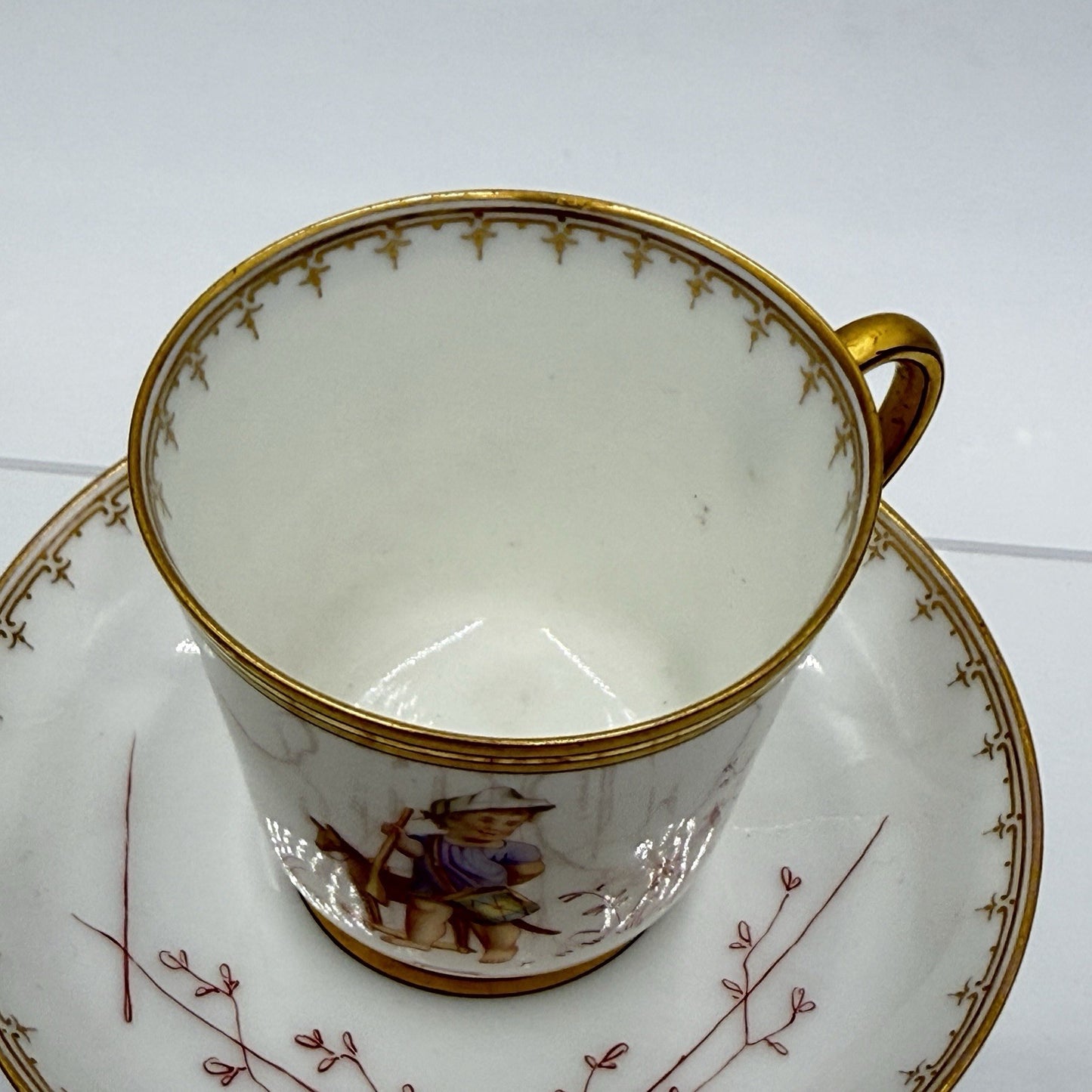 Antique Sevres Porcelain Litron Cup And Saucer 18th Century Painted # 162