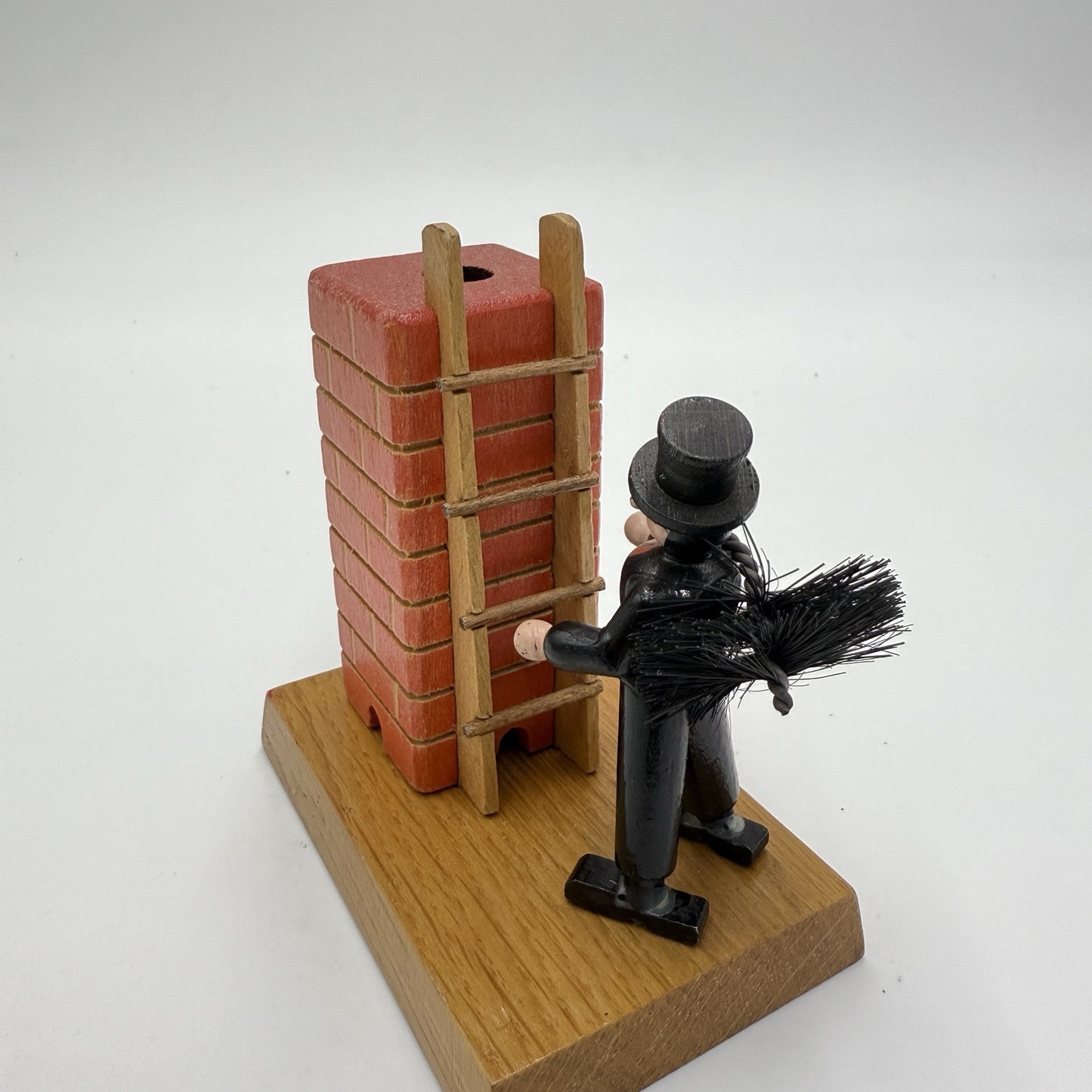 Erzgebirge Wooden Vintage Chimney Sweep Incense Burner Germany Folk Art Figurine