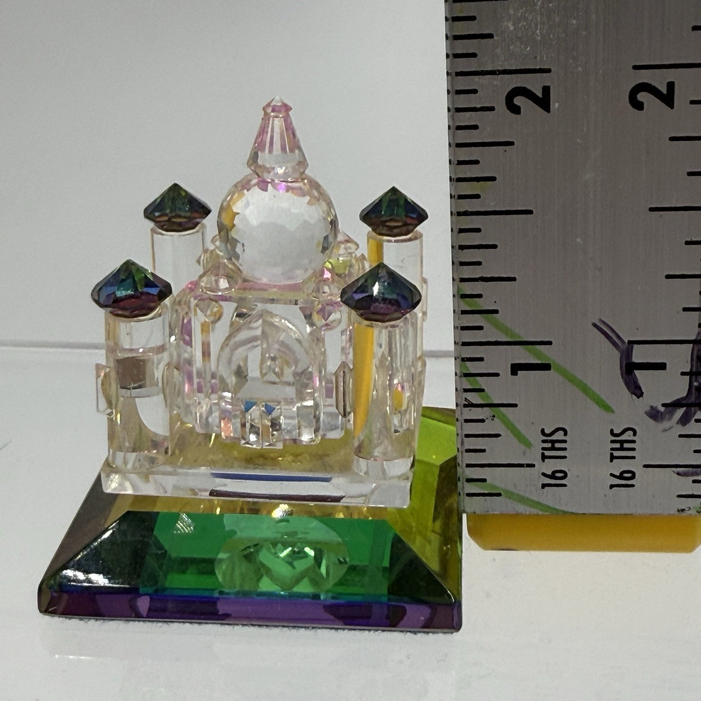 Vintage Iris Arc Mini Crystal Enchanted Castle with Iridescent Base 2” Miniature