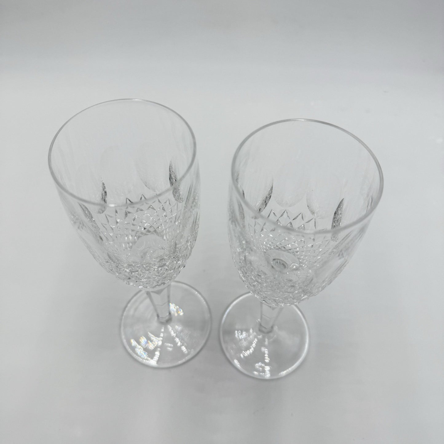 2 Waterford Crystal COLLEEN Tall 7 ⅜” Fluted Champagne Glasses: MINT