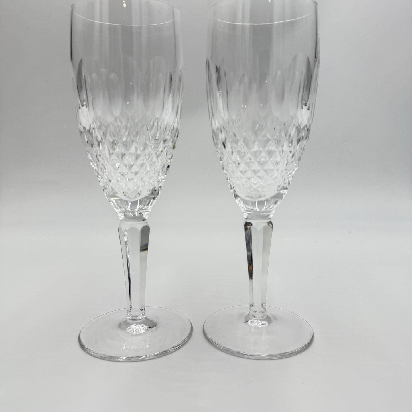 2 Waterford Crystal COLLEEN Tall 7 ⅜” Fluted Champagne Glasses: MINT