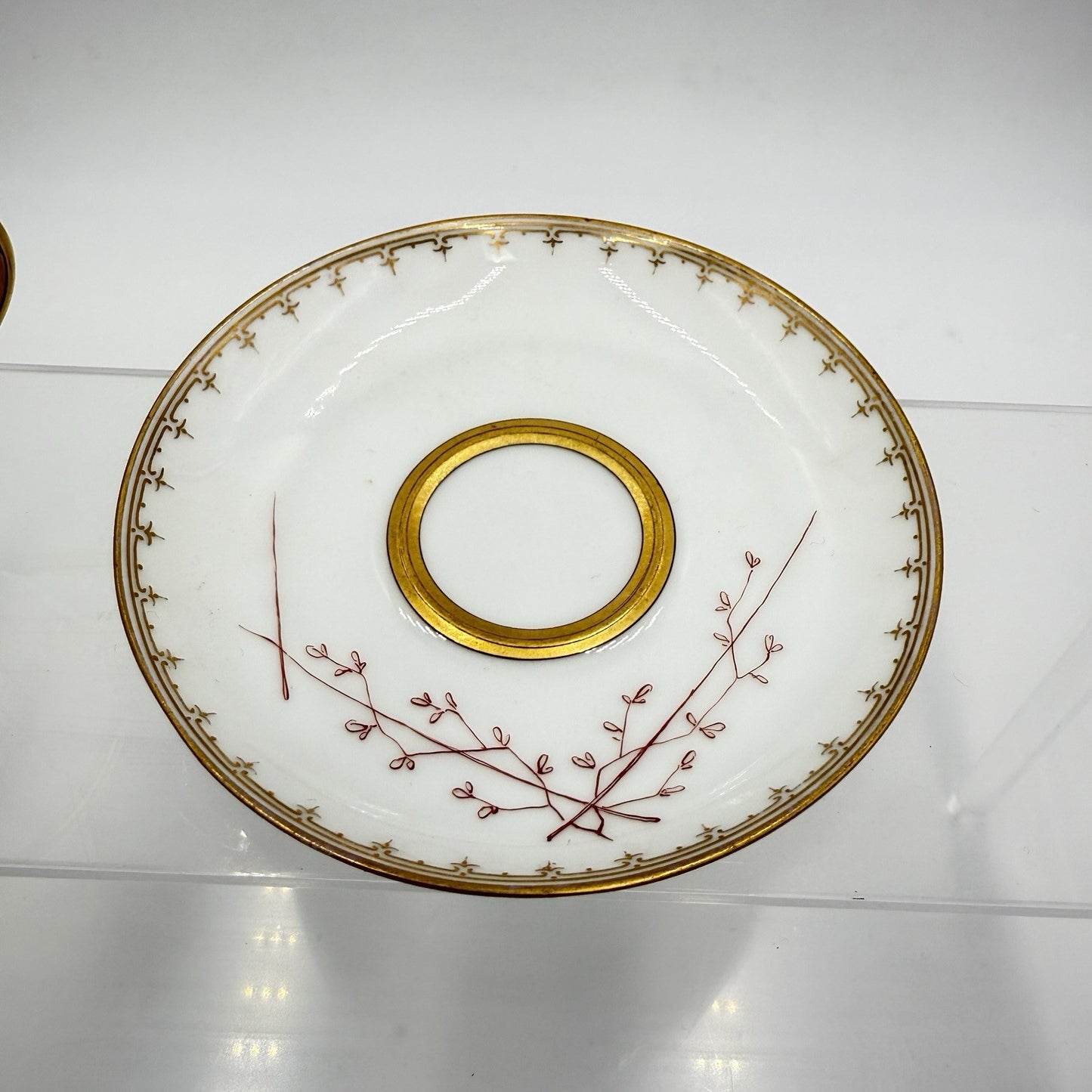 Antique Sevres Porcelain Litron Cup And Saucer 18th Century Painted # 162